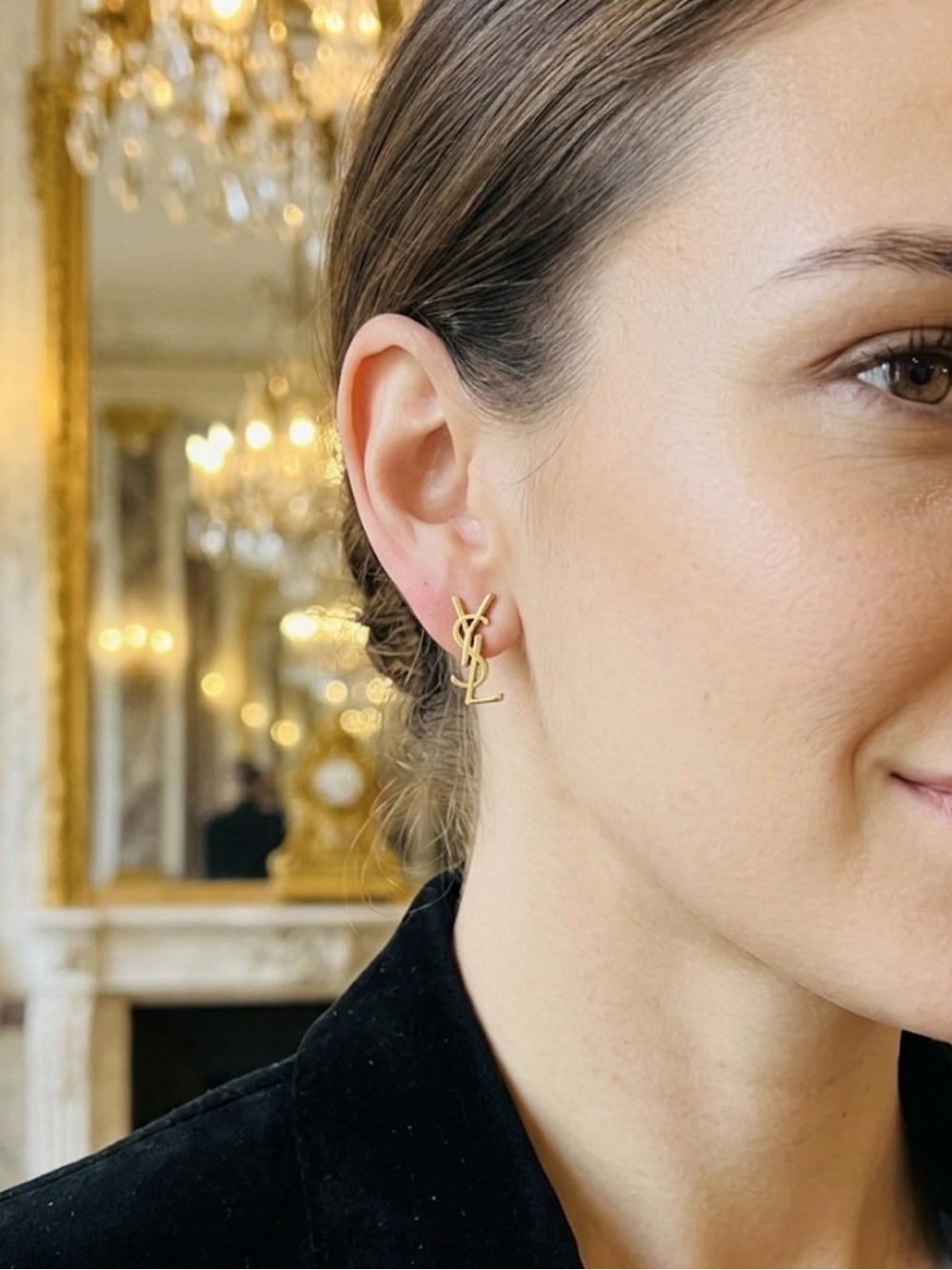 YSL Logo Stud Earrings